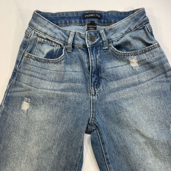 Sincerely Jules Womens High Waisted Distressed Ankle Crop Jeans Sz 0 - Picture 2 of 6